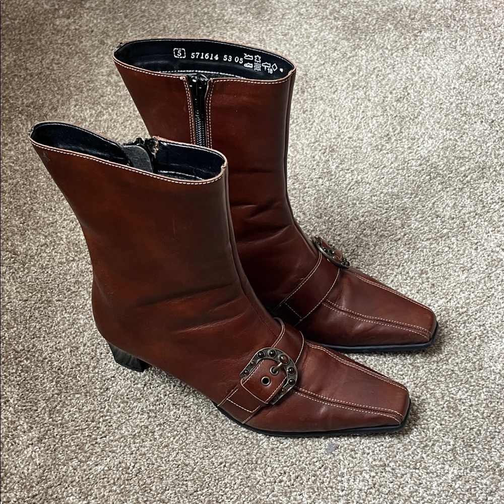 Elegant Brown Leather Ankle Boots